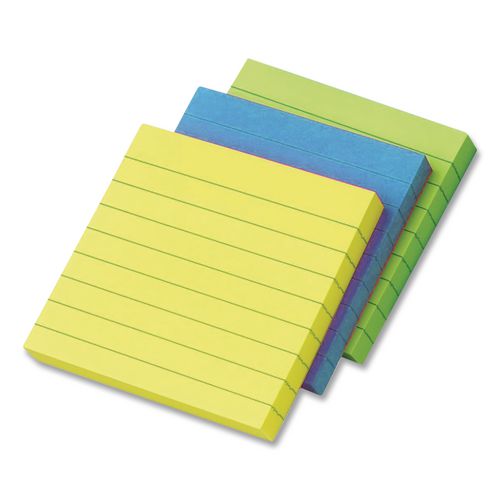 Image of Post-it® Notes 675-3AUL Original Pads in Floral Fantasy Collection Colors, Note Ruled, 4" x 4", 200 Sheets/Pad, 3 Pads/Pack