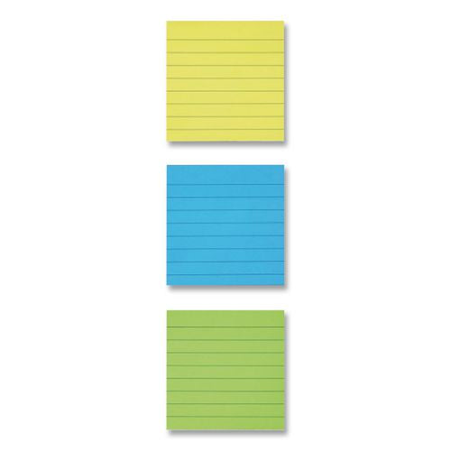 Image of Post-it® Notes 675-3AUL Original Pads in Floral Fantasy Collection Colors, Note Ruled, 4" x 4", 200 Sheets/Pad, 3 Pads/Pack