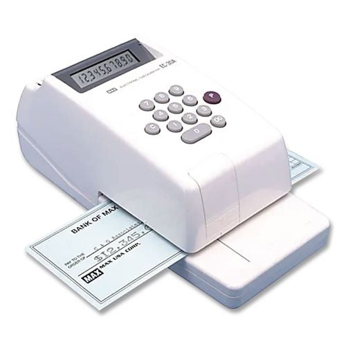 Image of MAX Electronic Checkwriter, 10-Digit, 4.38 x 9.13 x 3.75