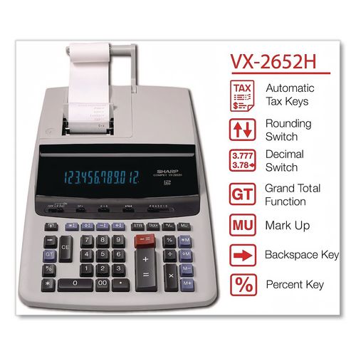 Image of Sharp® VX2652H Vx2652h Two-Color Printing Calculator, Black/red Print, 4.8 Lines/sec