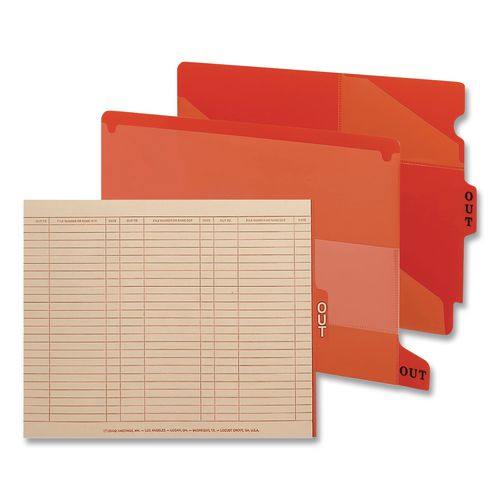 Image of Smead 51920 Poly Out Guide, Two-Pocket Style, 1/5-Cut Top Tab, Out, 8.5 X 11, Red, 50/box