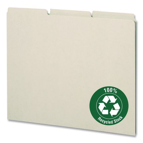 Image of Smead 52334 Recycled Blank Top Tab File Guides, 1/3-Cut Top Tab, Blank, 8.5 X 14, Green, 50/box