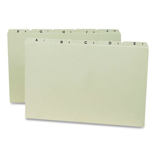Image of Smead 52376 Alphabetic Top Tab Indexed File Guide Set, 1/5-Cut Top Tab, A To Z, 8.5 X 14, Green, 25/set