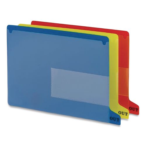 Image of Smead Colored Poly Out Guides With Pockets, 1/3-Cut End Tab, Out, 8.5 X 11, Blue, 25/box