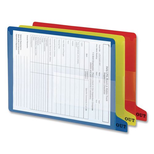 Image of Smead Colored Poly Out Guides With Pockets, 1/3-Cut End Tab, Out, 8.5 X 11, Blue, 25/box