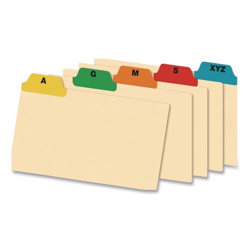 Image of Oxford 05827 Manila Index Card Guides With Laminated Tabs, 1/5-Cut Top Tab, A To Z, 5 X 8, Manila, 25/set