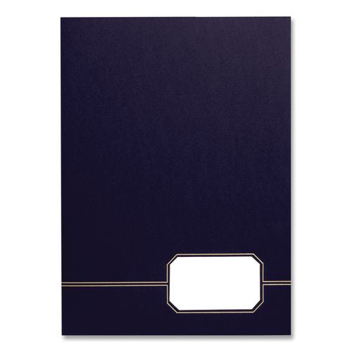 Image of Oxford 04162 Monogram Executive Twin Pocket Folders, Accommodates (80) 11 x 8.5 Sheets, Blue/Gold, 4/Pack