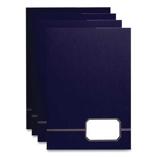 Image of Oxford 04162 Monogram Executive Twin Pocket Folders, Accommodates (80) 11 x 8.5 Sheets, Blue/Gold, 4/Pack
