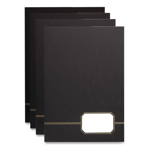 Image of Oxford 04161EE Monogram Executive Twin Pocket Folders, Accommodates (80) 11 x 8.5 Sheets, Black/Gold, 4/Pack