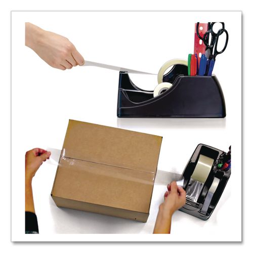 Image of Officemate OIC96690 Recycled 2-In-1 Heavy Duty Tape Dispenser, 1" And 3" Cores, Plastic, Black