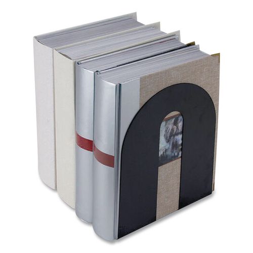 Image of Officemate 93142 Heavy Duty Bookends, Nonskid Base, 8 x 8 x 10, Steel, Black, Pair