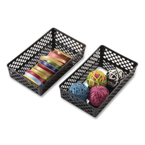 Image of Officemate 26202 Recycled Supply Basket, Plastic, 10.06 x 6.13 x 2.38, Black, 2/Pack