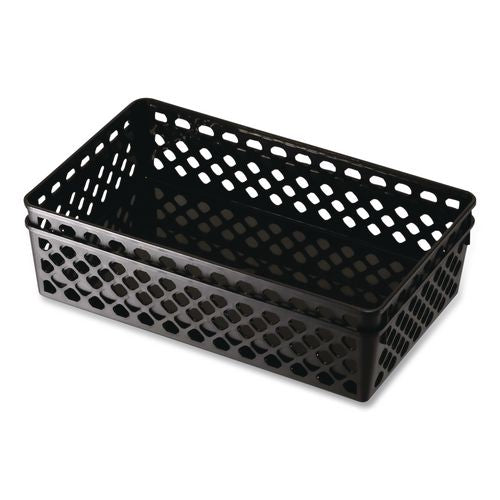 Image of Officemate 26202 Recycled Supply Basket, Plastic, 10.06 x 6.13 x 2.38, Black, 2/Pack