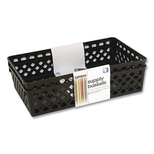 Image of Officemate 26202 Recycled Supply Basket, Plastic, 10.06 x 6.13 x 2.38, Black, 2/Pack