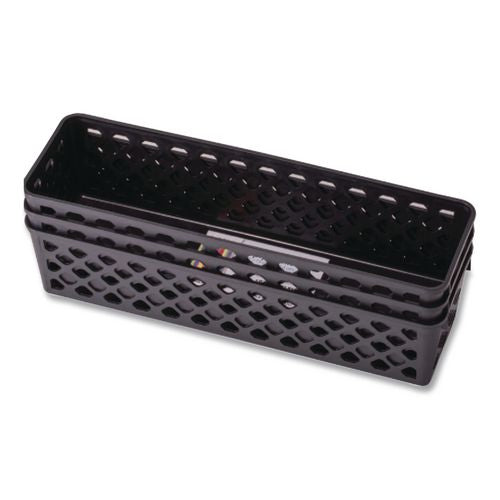 Image of Officemate 26200 Recycled Supply Basket, Plastic, 10.13 x 3.06 x 2.38, Black, 3/Pack