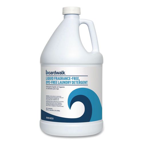 Image of Boardwalk® BWK4850 Liquid Fragrance-Free, Dye-Free Laundry Detergent, Unscented, 1 gal Bottle, 4/Carton