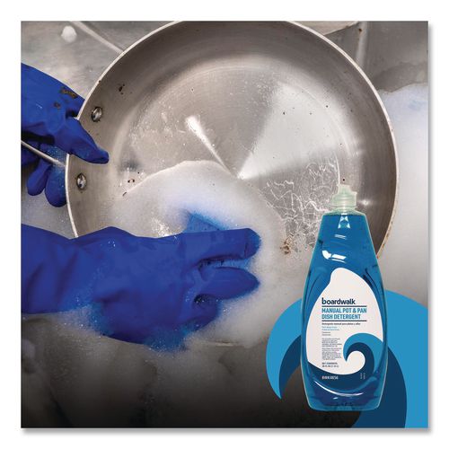 Image of Boardwalk® BWK4856 Manual Pot and Pan Dish Detergent, Fresh Breeze Scent, 38 oz Bottle, 8/Carton