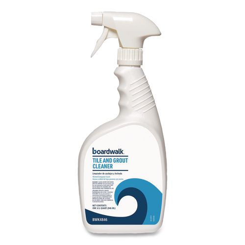 Image of Boardwalk® BWK4846 Tile and Grout Cleaner, Minted Evergreen Scent, 32 oz Bottle, 12/Carton
