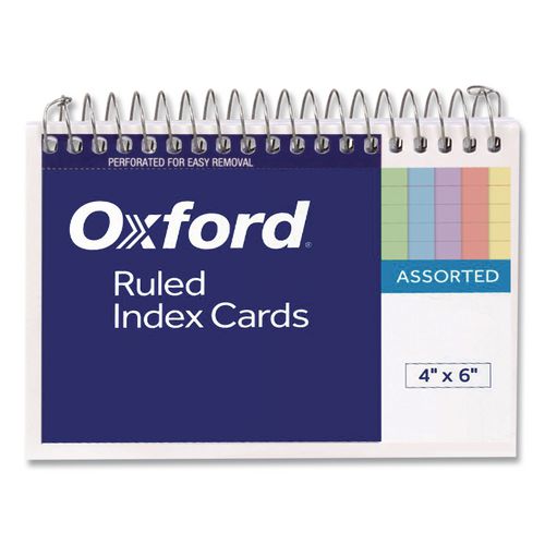 Image of Oxford 40286 Spiral Index Cards, Ruled, 4 X 6, Assorted, 50/pack