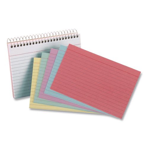 Image of Oxford 40286 Spiral Index Cards, Ruled, 4 X 6, Assorted, 50/pack