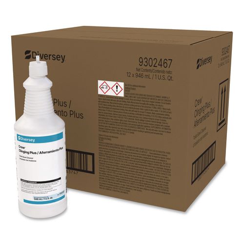 Image of Diversey 9302467 Crew Clinging Plus Toilet Bowl Cleaner, Characteristic Scent, 32 oz Bottle, 12/Carton