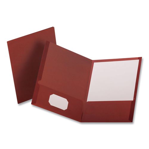 Image of Oxford 53441EE Linen Twin-Pocket Folder, Accommodates (100) 11 x 8.5 Sheets, Burgundy, 25/Box