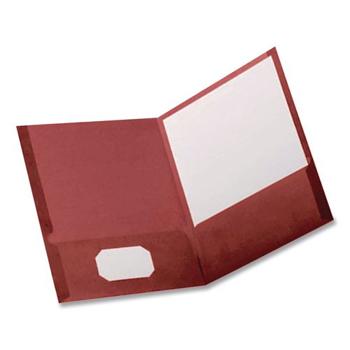 Image of Oxford 53441EE Linen Twin-Pocket Folder, Accommodates (100) 11 x 8.5 Sheets, Burgundy, 25/Box