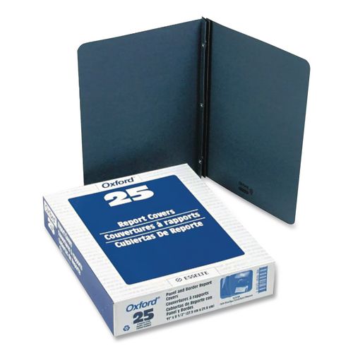 Image of Oxford 52538EE Title Panel And Border Front Report Cover, Three-Prong Fastener, 0.5" Capacity, Dark Blue/dark Blue, 25/box
