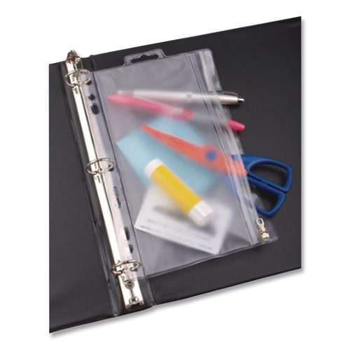 Image of Oxford Zipper Binder Pocket, 2- to 5-Hole Punched, 8" x 10.5", Clear