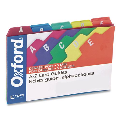Image of Oxford 73155 Durable Poly A-Z Card Guides, 1/5-Cut Top Tab, A To Z, 5 X 8, Assorted Colors, 25/set
