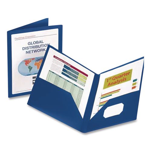 Image of Oxford 57441EE ViewFolio Poly Twin-Pocket Folders, Accommodates (100) 11 x 8.5 Sheets, Clear Front Cover, Blue Back Cover