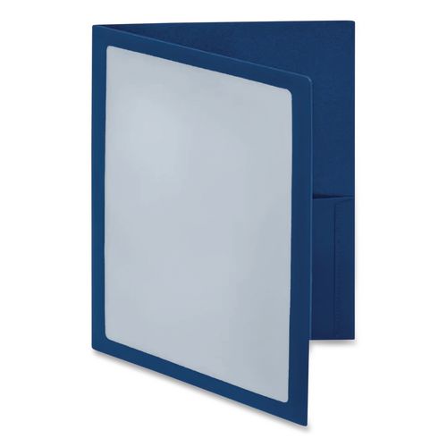 Image of Oxford 57441EE ViewFolio Poly Twin-Pocket Folders, Accommodates (100) 11 x 8.5 Sheets, Clear Front Cover, Blue Back Cover