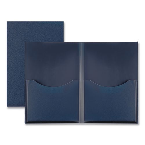 Image of Oxford 57455EE Double Stuff Heavy-Duty Opaque Polypropylene Twin-Pocket Folder, Accommodates (200) 11 x 8.5 Sheets, Navy