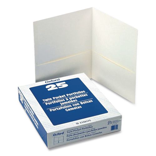 Image of Oxford 57504EE Twin-Pocket Folder, Accommodates (100) 11 x 8.5 Sheets, White, 25/Box