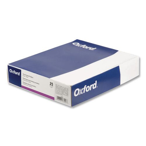 Image of Oxford Twin-Pocket Folder, Embossed Leather Grain Paper, 0.5" Capacity, 11 X 8.5, Purple, 25/box