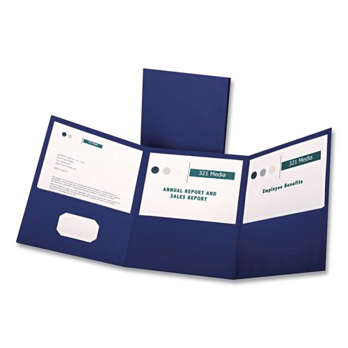 Image of Oxford 59802 Tri-Fold Pocket Folder, Accommodates (150) 11 x 8.5 Sheets, Blue, 20/Box