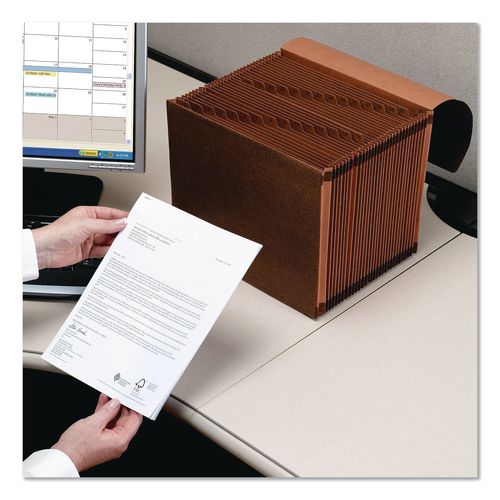 Image of Pendaflex® K-19D-OX Kraft Indexed Expanding File, 31 Sections, Elastic Cord Closure, 1/15-Cut Tabs, Legal Size, Brown