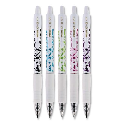 Image of Pilot® 31392 G2 Fashion Premium Gel Pens, Retractable, Fine 0.7 mm, Assorted Ink and Barrel Colors, 5/Pack