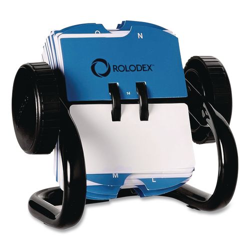 Image of Rolodex 66700 Open Rotary Card File, Holds 250 1.75 X 3.25 Cards, Black