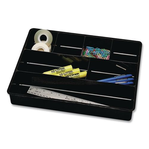 Image of Rubbermaid® 11906ROS Extra Deep Desk Drawer Director Tray, Seven Compartments, 11.88 X 15 X 2.5, Plastic, Black