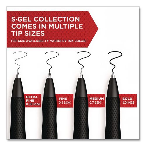 Image of Sharpie® S-Gel 2140521 S-Gel High-Performance Gel Pen, Retractable, Extra-Fine 0.38 Mm, Black Ink, Black Barrel, Dozen