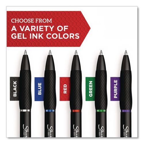 Image of Sharpie® S-Gel 2140521 S-Gel High-Performance Gel Pen, Retractable, Extra-Fine 0.38 Mm, Black Ink, Black Barrel, Dozen