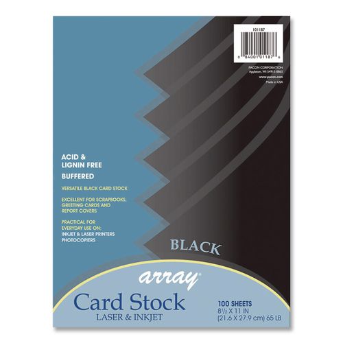 Image of Pacon® P101187 Array Card Stock, 65 lb Cover Weight, 8.5 x 11, Black, 100/Pack