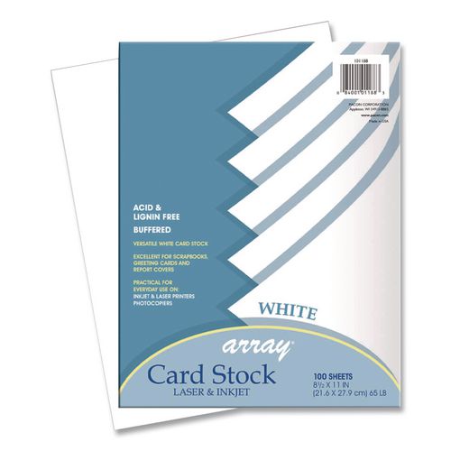 Image of Pacon® P101188 Array Card Stock, 65 lb Cover Weight, 8.5 x 11, White, 100/Pack