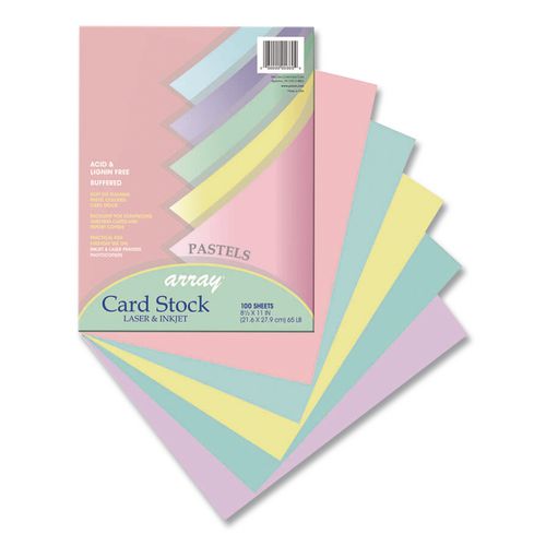 Image of Pacon® P101315 Array Card Stock, 65 lb Cover Weight, 8.5 x 11, Assorted Pastel Colors, 100/Pack
