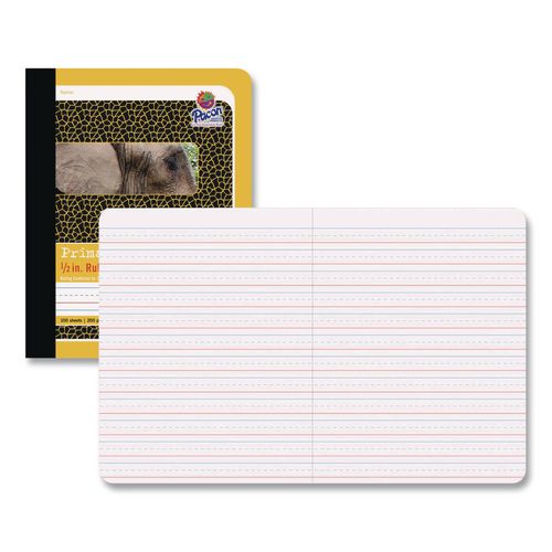 Image of Pacon® P2426 Primary Picture Story Book, D'Nealian 1-3, Zaner-Bloser 2, Manuscript Rule (1/2"), Yellow/Black Cover,(100) 9.75 x 7.5 Sheets