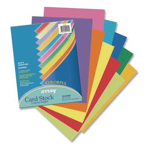 Image of Pacon® P101169 Array Card Stock, 65 lb Cover Weight, 8.5 x 11, Assorted Bright Colors, 100/Pack