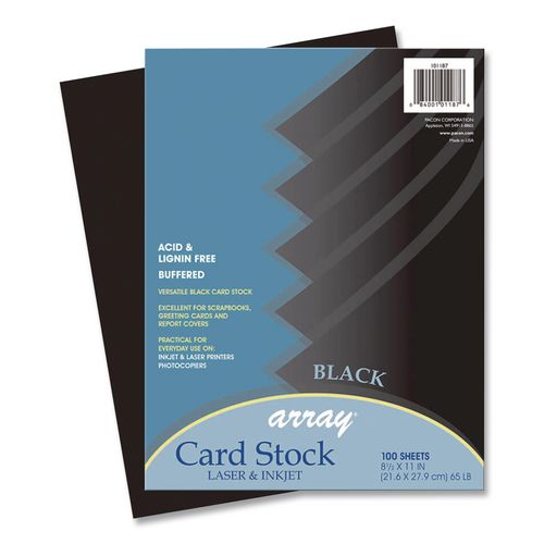 Image of Pacon® P101187 Array Card Stock, 65 lb Cover Weight, 8.5 x 11, Black, 100/Pack