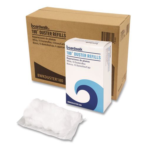 Image of Boardwalk® 96493-BWK 180 Duster Refills, Soft Fluffy Fibers, White, 10 Dusters/Box, 4 Boxes/Carton