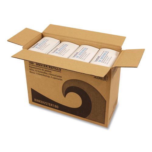 Image of Boardwalk® 96493-BWK 180 Duster Refills, Soft Fluffy Fibers, White, 10 Dusters/Box, 4 Boxes/Carton